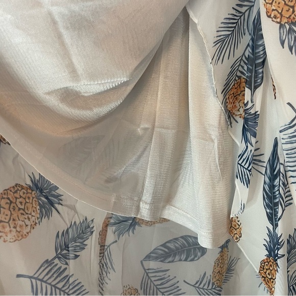 CUPSHE NWT Wm’s Sz L Pineapple Leaf Print Ruffles Lined Smocked Waist Maxi Skirt - Picture 10 of 15